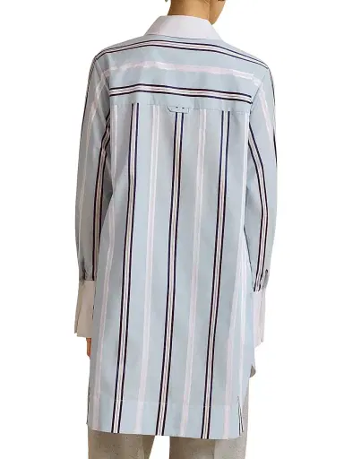 Marina Moscone Women's Slim Striped Tuxedo Shirt - Optic White Pinstripe | Thumbnail 3 Marina Moscone Women's Slim Striped Tuxedo Shirt - Optic White Pinstripe | Thumbnail 3