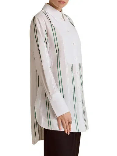 Marina Moscone Women's Slim Striped Tuxedo Shirt - Optic White Pinstripe | Thumbnail 5 Marina Moscone Women's Slim Striped Tuxedo Shirt - Optic White Pinstripe | Thumbnail 5