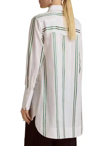 Marina Moscone Women's Slim Striped Tuxedo Shirt - Optic White Pinstripe | Thumbnail 6 Marina Moscone Women's Slim Striped Tuxedo Shirt - Optic White Pinstripe | Thumbnail 6