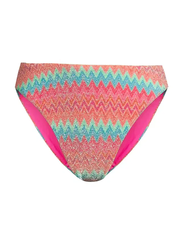 Beach Riot Women's Amarie Metallic Chevron Bikini Bottom - Strawberry Ice Chevron