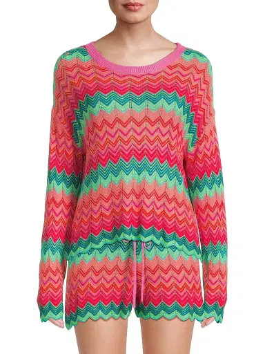 BEACH RIOT Women's Beach Chevron Knit Sweater - Strawberry Ice Chevron - Size XL | Thumbnail 3 BEACH RIOT Women's Beach Chevron Knit Sweater - Strawberry Ice Chevron - Size XL | Thumbnail 3