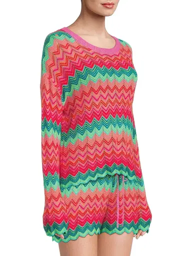 BEACH RIOT Women's Beach Chevron Knit Sweater - Strawberry Ice Chevron - Size XL | Thumbnail 4 BEACH RIOT Women's Beach Chevron Knit Sweater - Strawberry Ice Chevron - Size XL | Thumbnail 4