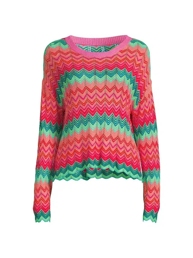 Beach Riot Women's Beach Chevron Knit Sweater - Strawberry Ice Chevron