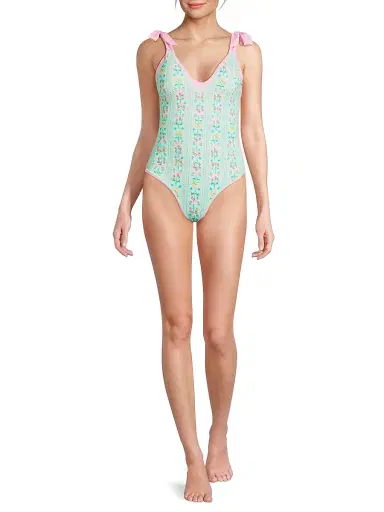 BEACH RIOT Women's Akira One-Piece Swimsuit - Fruit Blooms - Size XL | Thumbnail 2