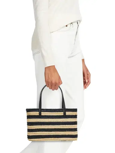 Poolside Women's The Capri Striped Raffia Tote Bag - Zebra Stripe | Thumbnail 2