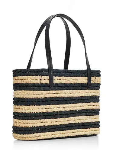 Poolside Women's The Capri Striped Raffia Tote Bag - Zebra Stripe | Thumbnail 3