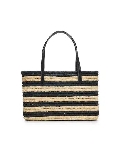 Poolside Women's The Capri Striped Raffia Tote Bag - Zebra Stripe | Thumbnail 1