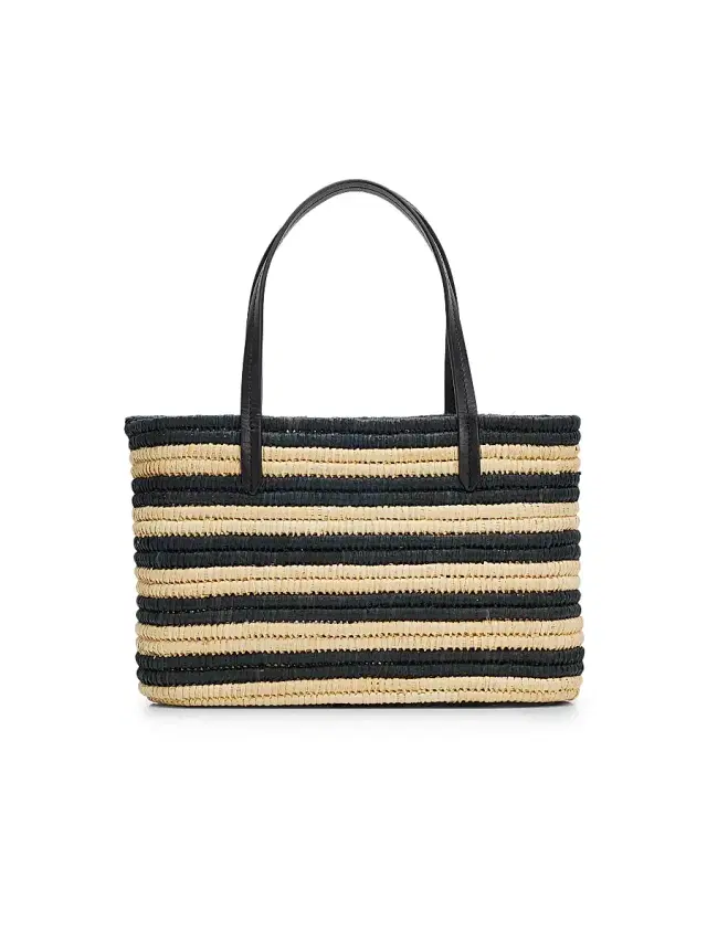 Poolside Women's The Capri Striped Raffia Tote Bag - Zebra Stripe