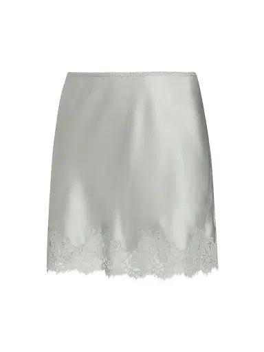DÔEN Women's Giulietta Lace-Trim Silk Miniskirt | Thumbnail 1