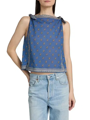 DÔEN Women's Amalia Floral Shoulder Tie Top - Eartha Paisley | Thumbnail 3 DÔEN Women's Amalia Floral Shoulder Tie Top - Eartha Paisley | Thumbnail 3