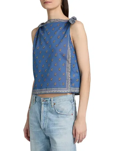 DÔEN Women's Amalia Floral Shoulder Tie Top - Eartha Paisley | Thumbnail 4 DÔEN Women's Amalia Floral Shoulder Tie Top - Eartha Paisley | Thumbnail 4