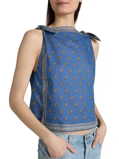 DÔEN Women's Amalia Floral Shoulder Tie Top - Eartha Paisley | Thumbnail 6 DÔEN Women's Amalia Floral Shoulder Tie Top - Eartha Paisley | Thumbnail 6