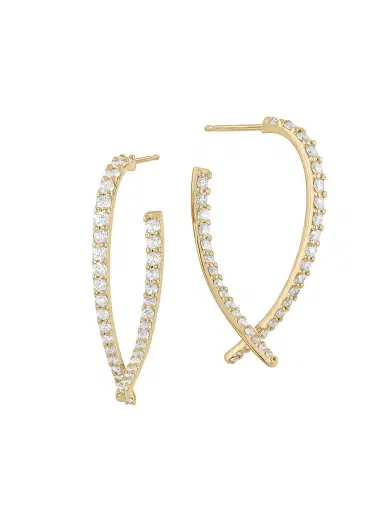 Lana Women's 14K Yellow Gold & 1.22 TCW Diamond Upside Down Hoop Earrings - Yellow Gold | Thumbnail 1