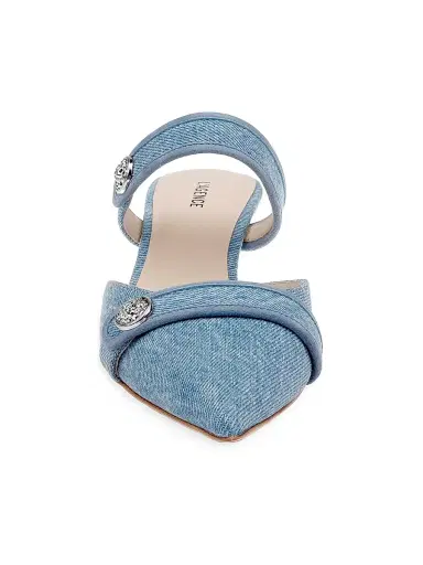 L'AGENCE Women's Gilliane 50MM Denim & Suede Mules - Light Denim | Thumbnail 5 L'AGENCE Women's Gilliane 50MM Denim & Suede Mules - Light Denim | Thumbnail 5