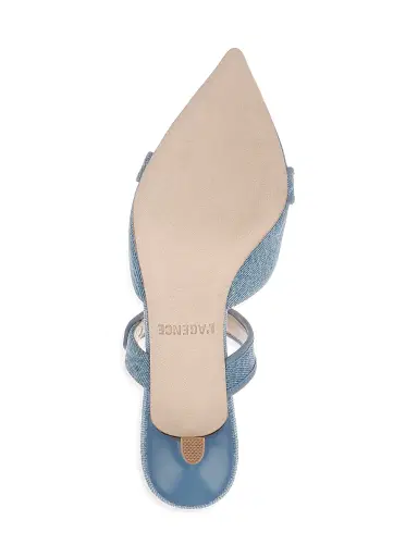 L'AGENCE Women's Gilliane 50MM Denim & Suede Mules - Light Denim | Thumbnail 6 L'AGENCE Women's Gilliane 50MM Denim & Suede Mules - Light Denim | Thumbnail 6