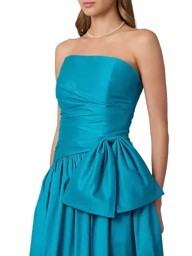 Shoshanna Women's Sonia Strapless Tea-Length Dress - Deep Sea | Thumbnail 4 Shoshanna Women's Sonia Strapless Tea-Length Dress - Deep Sea | Thumbnail 4