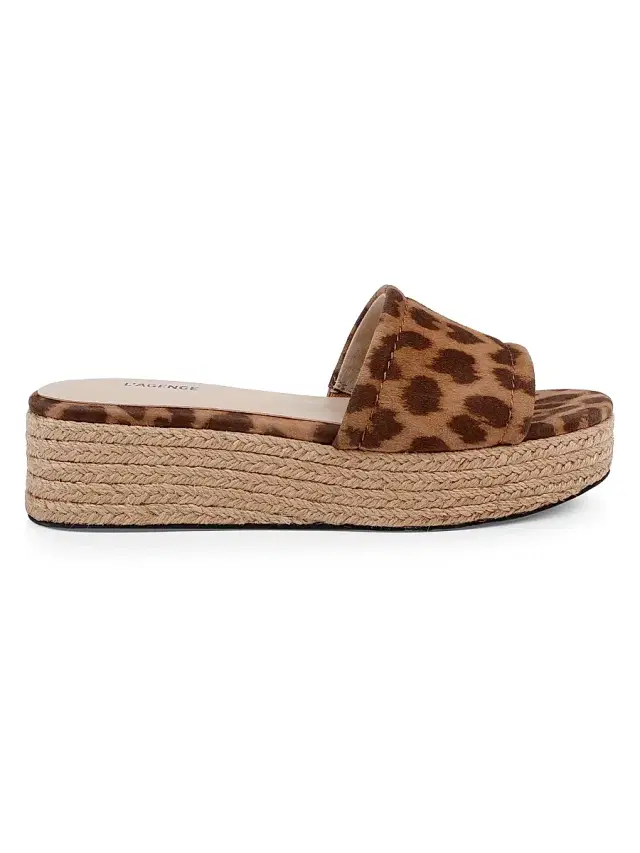 L'AGENCE Women's Ramani 50MM Leopard-Print Suede Espadrille Sandals - Leopard