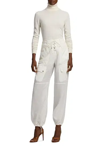 Ralph Lauren Collection Women's Briella Drawstring Slim-Fit Cargo Pants - Cream - Size 6 | Thumbnail 2 Ralph Lauren Collection Women's Briella Drawstring Slim-Fit Cargo Pants - Cream - Size 6 | Thumbnail 2