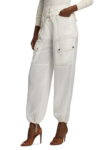 Ralph Lauren Collection Women's Briella Drawstring Slim-Fit Cargo Pants - Cream - Size 6 | Thumbnail 4 Ralph Lauren Collection Women's Briella Drawstring Slim-Fit Cargo Pants - Cream - Size 6 | Thumbnail 4