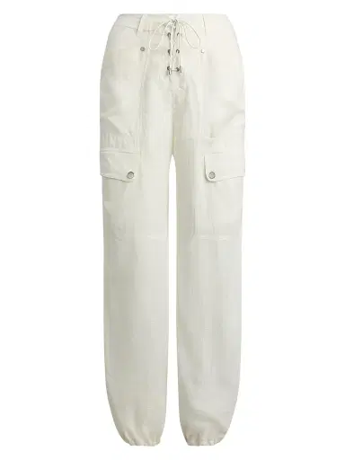 Ralph Lauren Collection Women's Briella Drawstring Slim-Fit Cargo Pants - Cream - Size 6 | Thumbnail 1 Ralph Lauren Collection Women's Briella Drawstring Slim-Fit Cargo Pants - Cream - Size 6 | Thumbnail 1