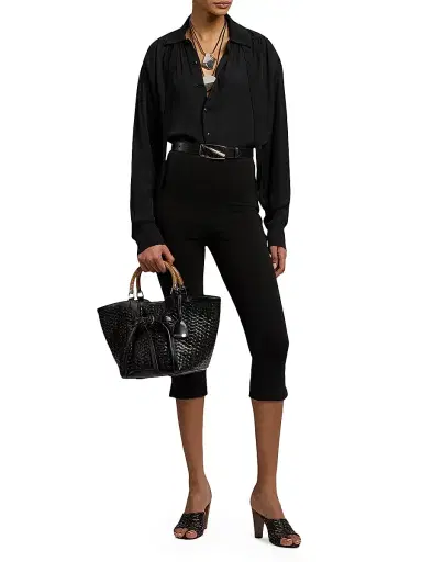 Ralph Lauren Collection Women's Karmen Satin Shirt - Black - Size 8 | Thumbnail 2