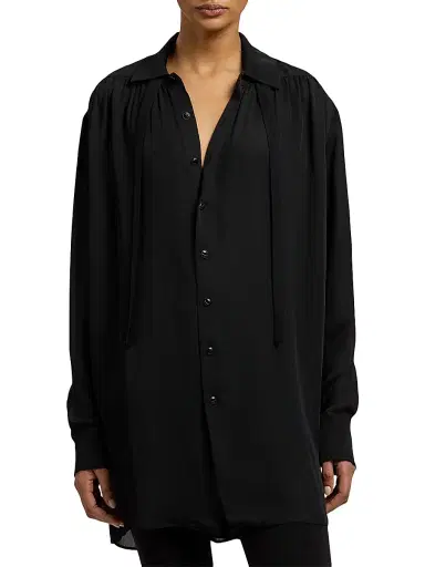 Ralph Lauren Collection Women's Karmen Satin Shirt - Black - Size 8 | Thumbnail 3