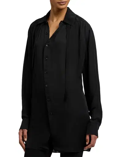 Ralph Lauren Collection Women's Karmen Satin Shirt - Black - Size 8 | Thumbnail 4
