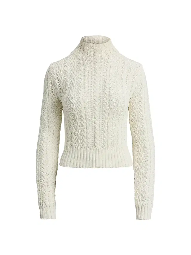 Women's Rib-Knit Cotton-Silk Sweater - Cream