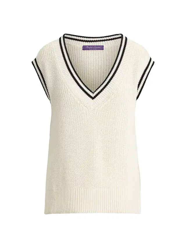 Ralph Lauren Collection Women's Cotton-Silk Oversized Sweater Vest - Lux Cream Black