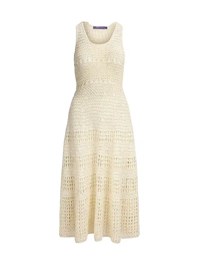 Ralph Lauren Collection Women's Solanna Cotton Sweater Day Dress - Lux Cream