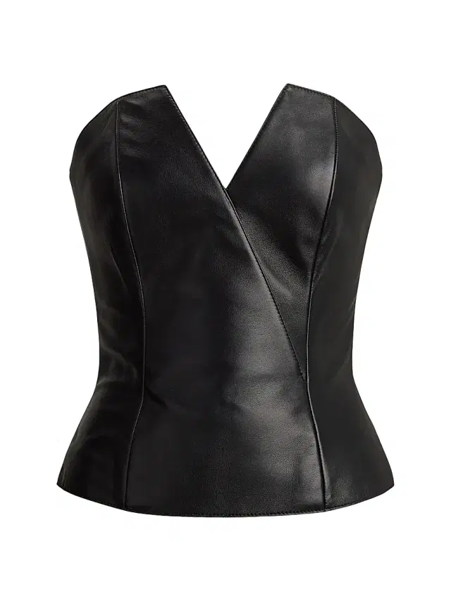 Women's Harling Leather Bustier Top - Black