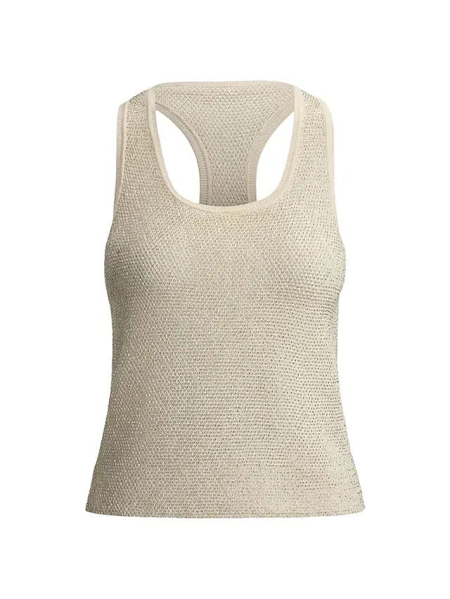 Ralph Lauren Collection Women's Embellished Racerback Knit Tank - Lux Cream