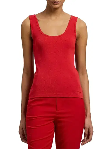 Ralph Lauren Collection Women's Ellis Rib-Knit Cotton-Blend Tank - Bright Red | Thumbnail 3 Ralph Lauren Collection Women's Ellis Rib-Knit Cotton-Blend Tank - Bright Red | Thumbnail 3