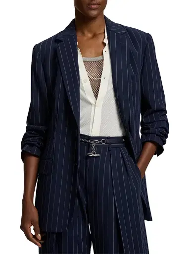 Ralph Lauren Collection Women's Marcy Striped Wool Jacket - Icon Navy Multi | Thumbnail 2