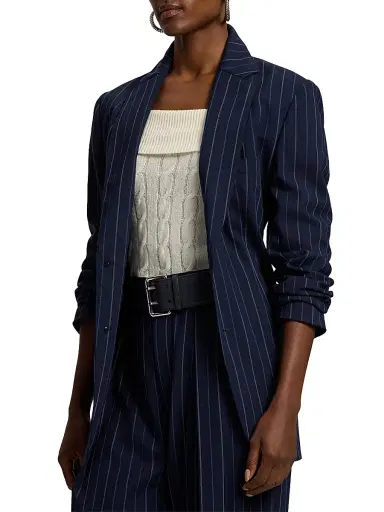 Ralph Lauren Collection Women's Marcy Striped Wool Jacket - Icon Navy Multi | Thumbnail 3