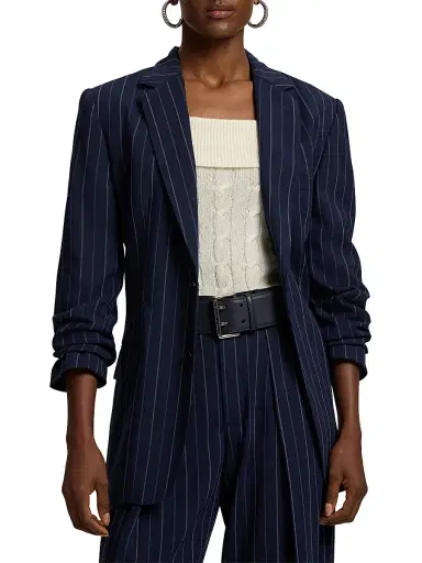 Ralph Lauren Collection Women's Marcy Striped Wool Jacket - Icon Navy Multi | Thumbnail 4