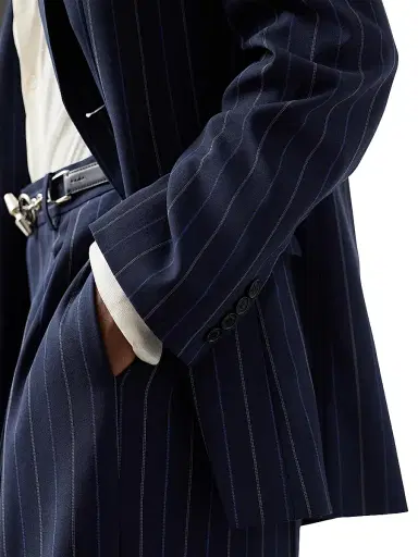 Ralph Lauren Collection Women's Marcy Striped Wool Jacket - Icon Navy Multi | Thumbnail 6