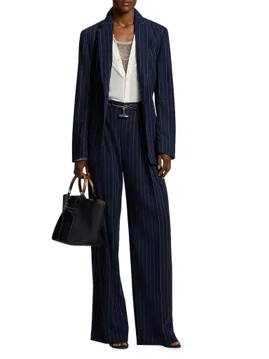 Ralph Lauren Collection Women's Marcy Striped Wool Jacket - Icon Navy Multi | Thumbnail 1