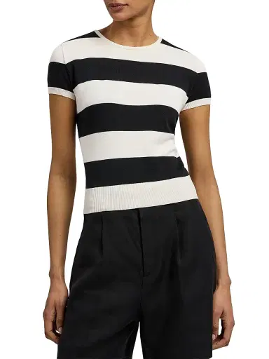 Ralph Lauren Collection Women's Striped Cotton-Silk Short-Sleeve Sweater | Thumbnail 3