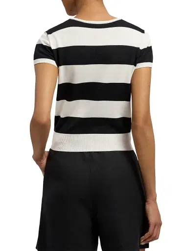 Ralph Lauren Collection Women's Striped Cotton-Silk Short-Sleeve Sweater | Thumbnail 5