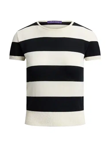 Ralph Lauren Collection Women's Striped Cotton-Silk Short-Sleeve Sweater | Thumbnail 1