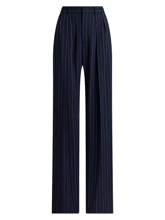 Women's Jody Striped Pleat-Front Wool Pants - Icon Navy Multi Women's Jody Striped Pleat-Front Wool Pants - Icon Navy Multi