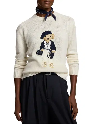 Ralph Lauren Collection Women's Polo Bear Cashmere Relaxed-Fit Sweater - Lux Cream | Thumbnail 3 Ralph Lauren Collection Women's Polo Bear Cashmere Relaxed-Fit Sweater - Lux Cream | Thumbnail 3