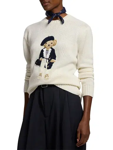Ralph Lauren Collection Women's Polo Bear Cashmere Relaxed-Fit Sweater - Lux Cream | Thumbnail 4 Ralph Lauren Collection Women's Polo Bear Cashmere Relaxed-Fit Sweater - Lux Cream | Thumbnail 4