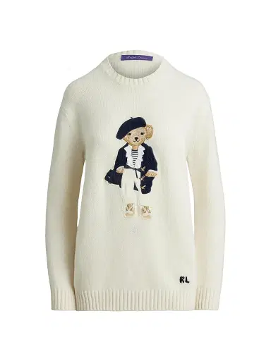 Ralph Lauren Collection Women's Polo Bear Cashmere Relaxed-Fit Sweater - Lux Cream | Thumbnail 1 Ralph Lauren Collection Women's Polo Bear Cashmere Relaxed-Fit Sweater - Lux Cream | Thumbnail 1