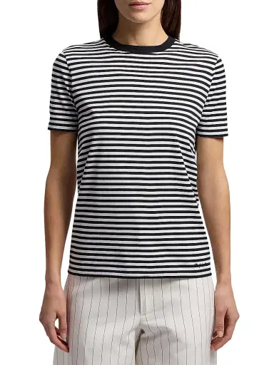 Ralph Lauren Collection Women's Hallie Striped Cotton Jersey T-Shirt - Black White | Thumbnail 3 Ralph Lauren Collection Women's Hallie Striped Cotton Jersey T-Shirt - Black White | Thumbnail 3