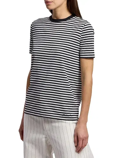 Ralph Lauren Collection Women's Hallie Striped Cotton Jersey T-Shirt - Black White | Thumbnail 4 Ralph Lauren Collection Women's Hallie Striped Cotton Jersey T-Shirt - Black White | Thumbnail 4