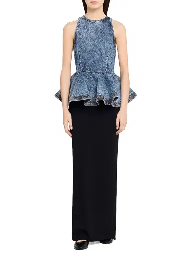 Alaïa Women's Denim Peplum Top | Thumbnail 2