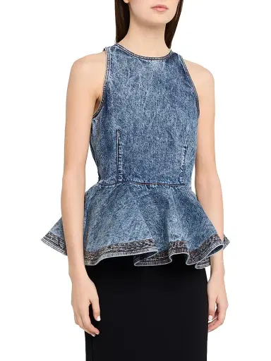 Alaïa Women's Denim Peplum Top | Thumbnail 3