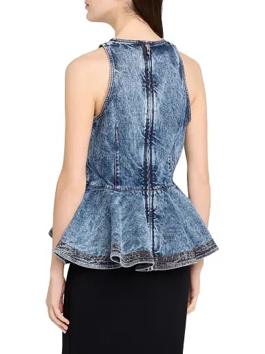 Alaïa Women's Denim Peplum Top | Thumbnail 4